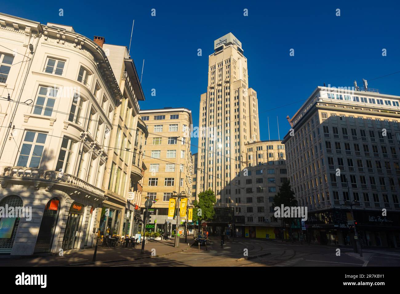 Antwerp, Belgium August 06, 2022 Boerentoren officially KBC Tower is