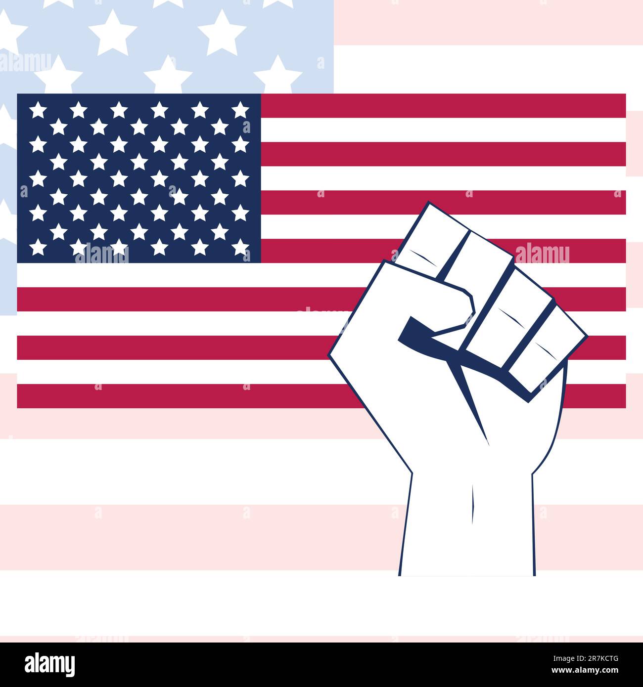 USA flag vector with fist. Independence background. American freedom illustration. Stock Vector