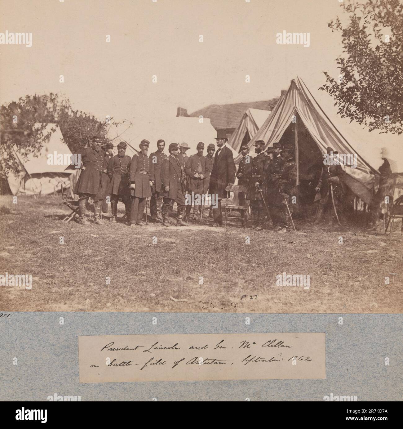 President Lincoln and Gen. McClellan on Battle-Field of Antietam October 3, 1862 Stock Photo