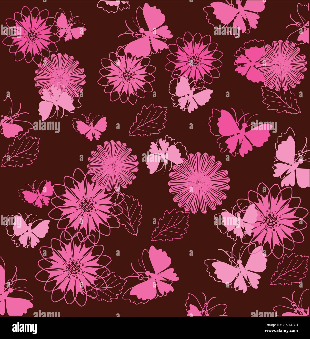 Vector illustration of floral background with butterflies Stock Vector ...