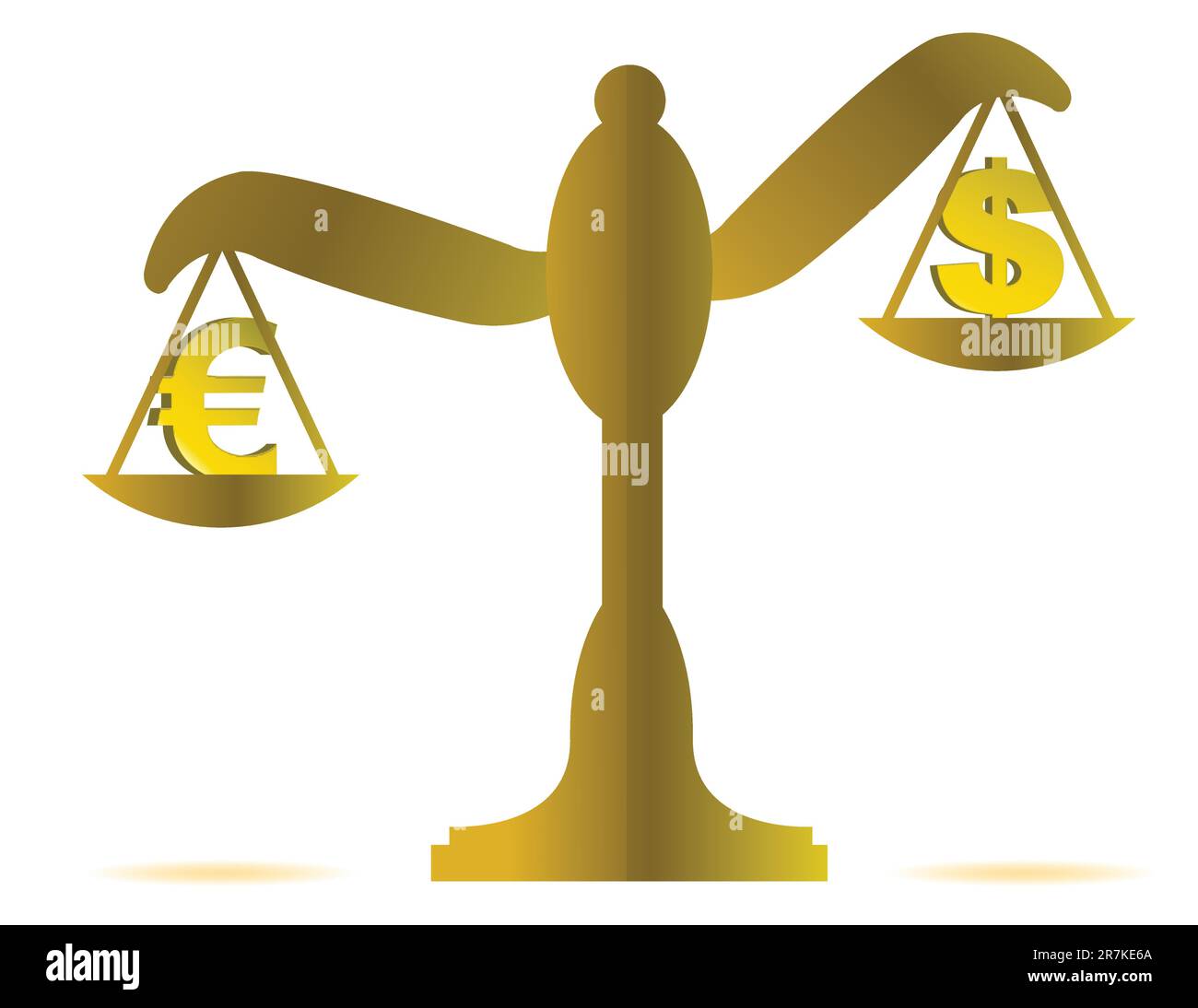 3d illustration of euro and dollar on balance over a white background Stock Vector