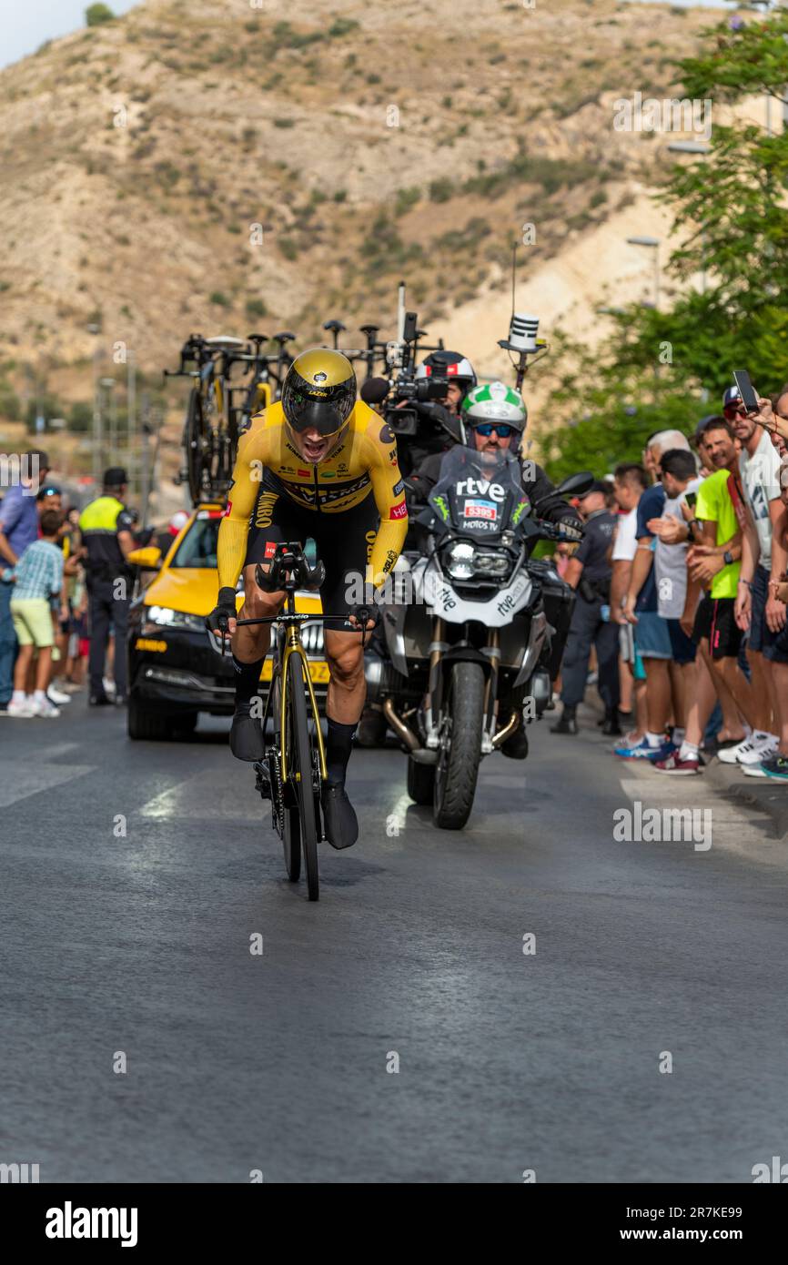 Alicante - Spain - 08,30,2022 - Slovenian Primoz Roglic of Jumbo-Visma team  in the crono stage 10 of the 2022 edition of the 'Vuelta a Espana. Stock Photo