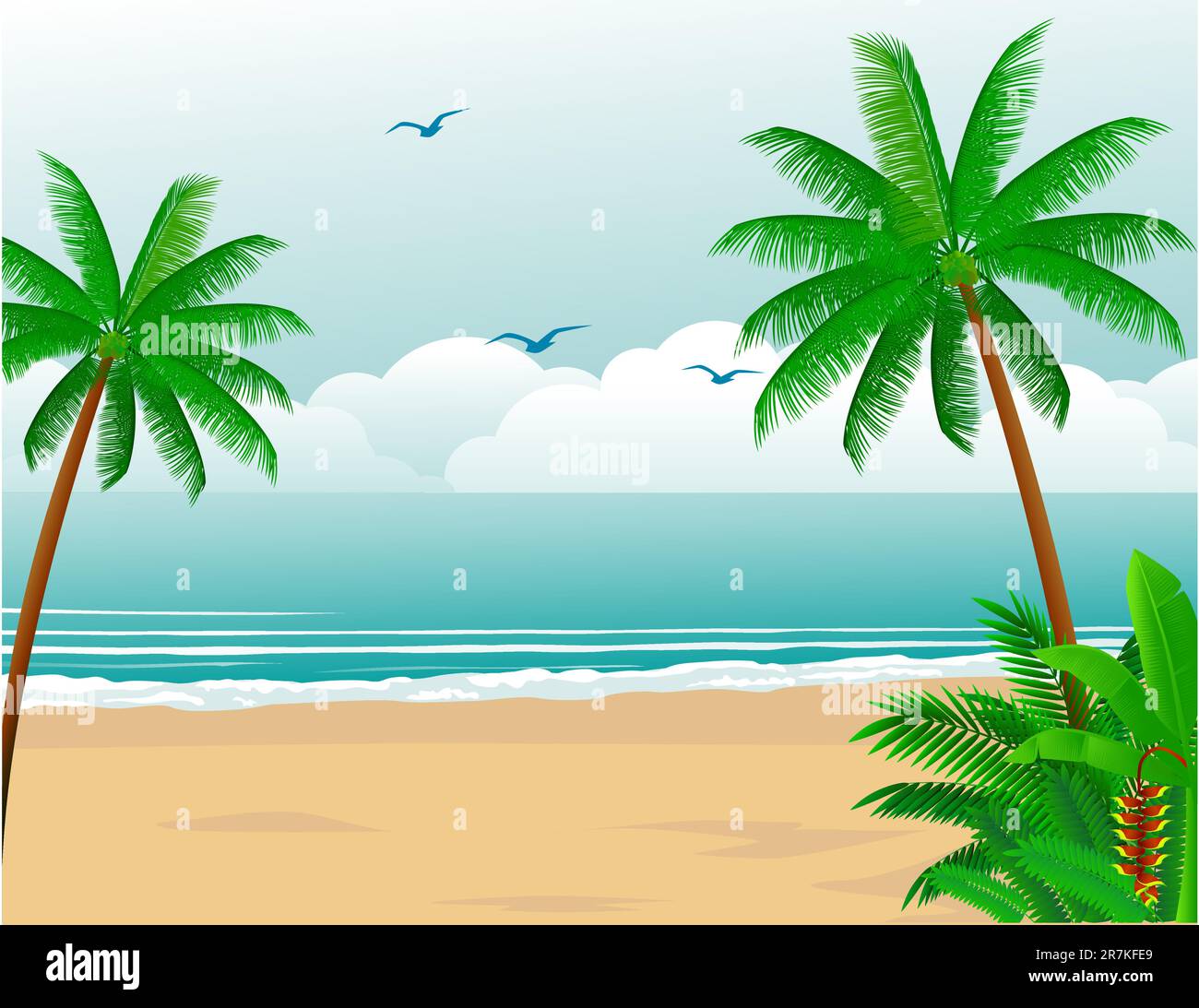 Vector illustration of tropical beach background Stock Vector Image ...