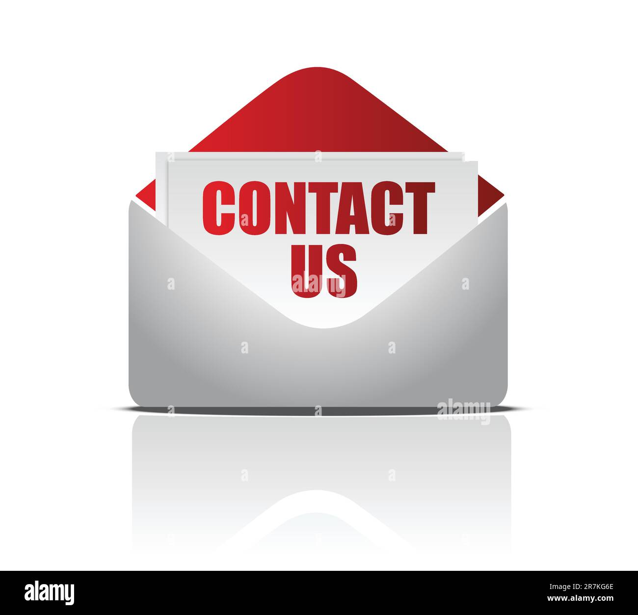 letter with Contact us card, isolated on white Stock Vector