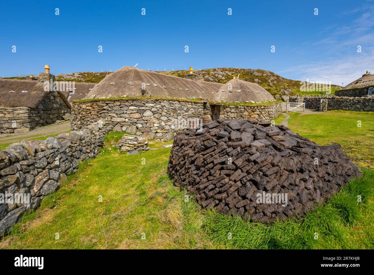 The rebuilt Blackhouse museum at Gearrannan Blackhouse Village Stock Photo