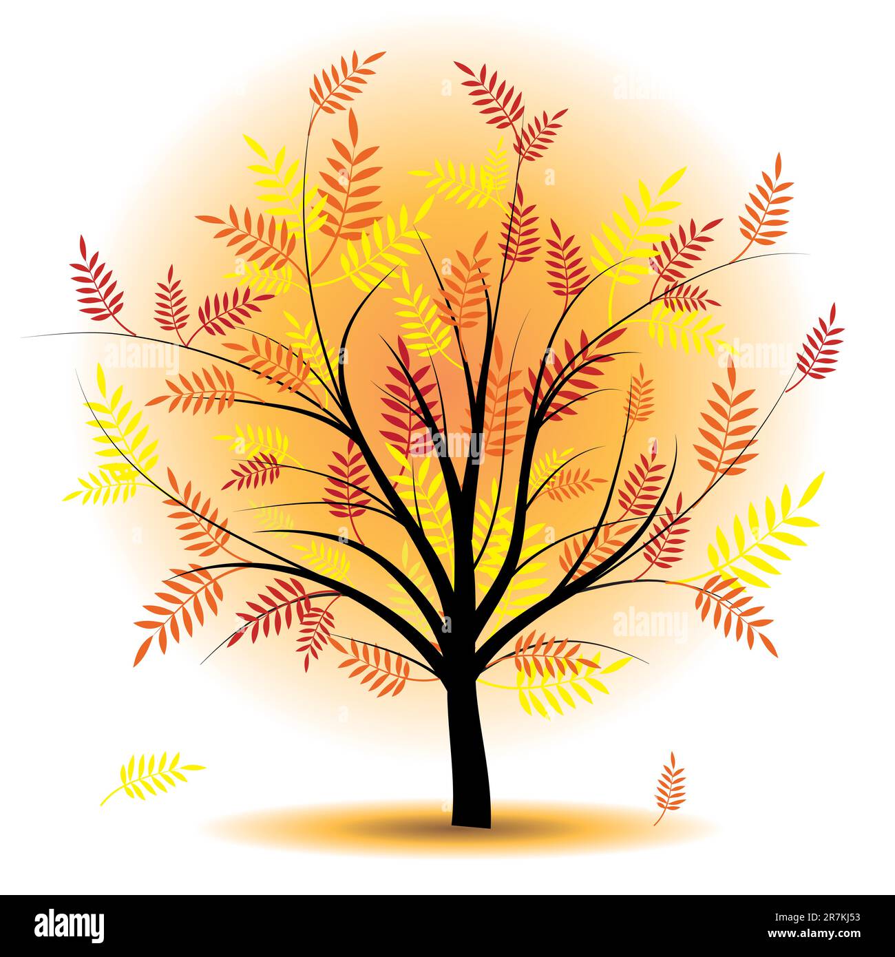 Beautiful autumn tree. Design element. Fall illustration. Stock Vector