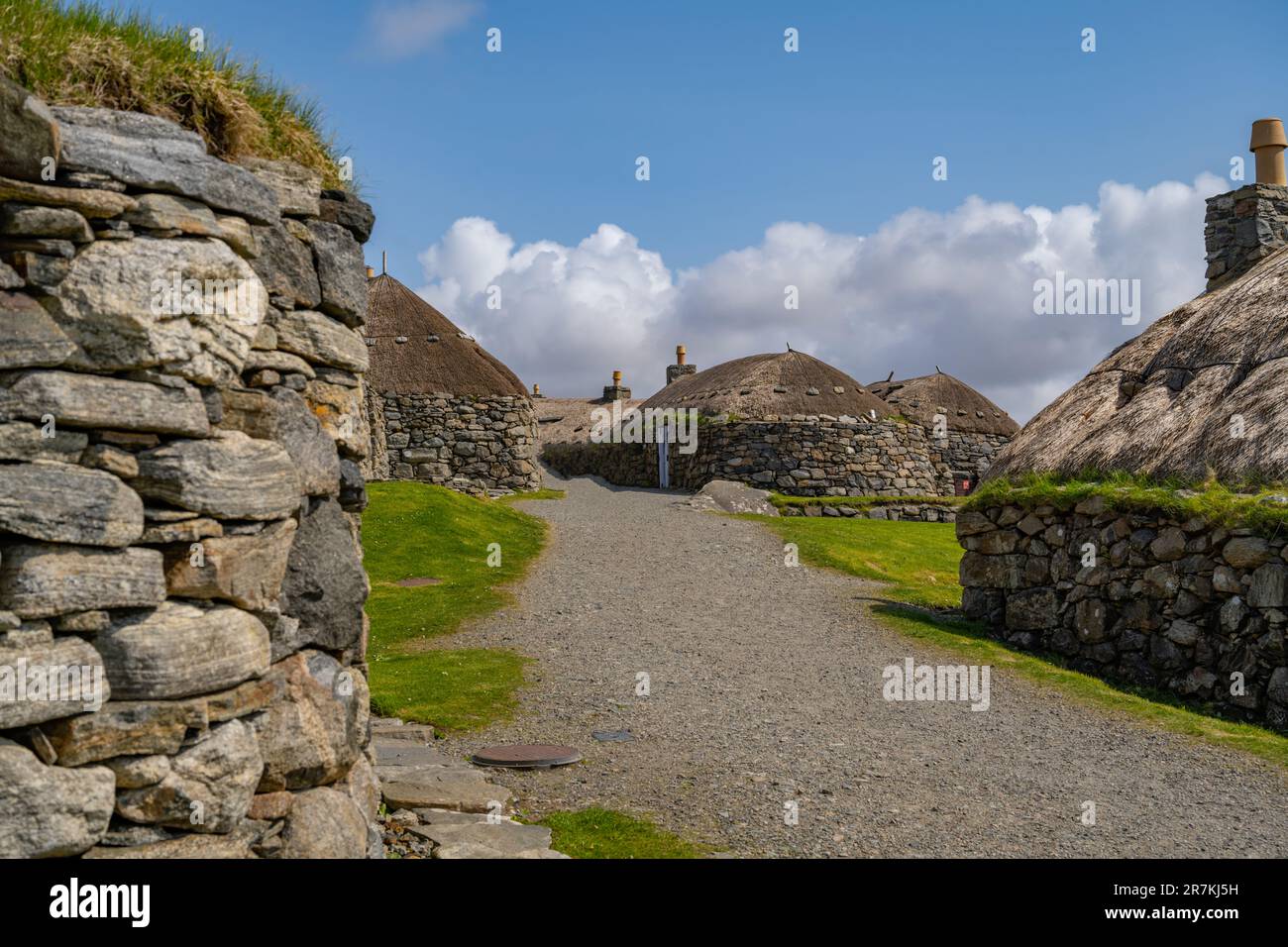 The rebuilt Blackhouse museum at Gearrannan Blackhouse Village Stock Photo