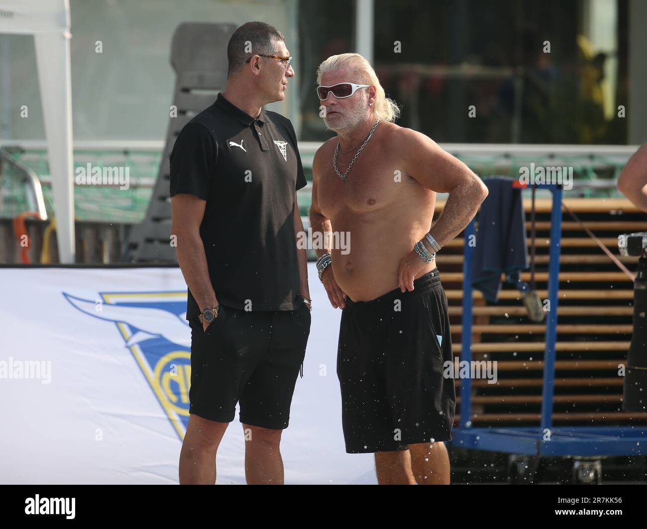 Franck Esposito and Philippe Lucas during the French Elite Swimming Championships on June 16 2023 in Rennes, France - Photo Laurent Lairys / MAXPPP Stock Photo