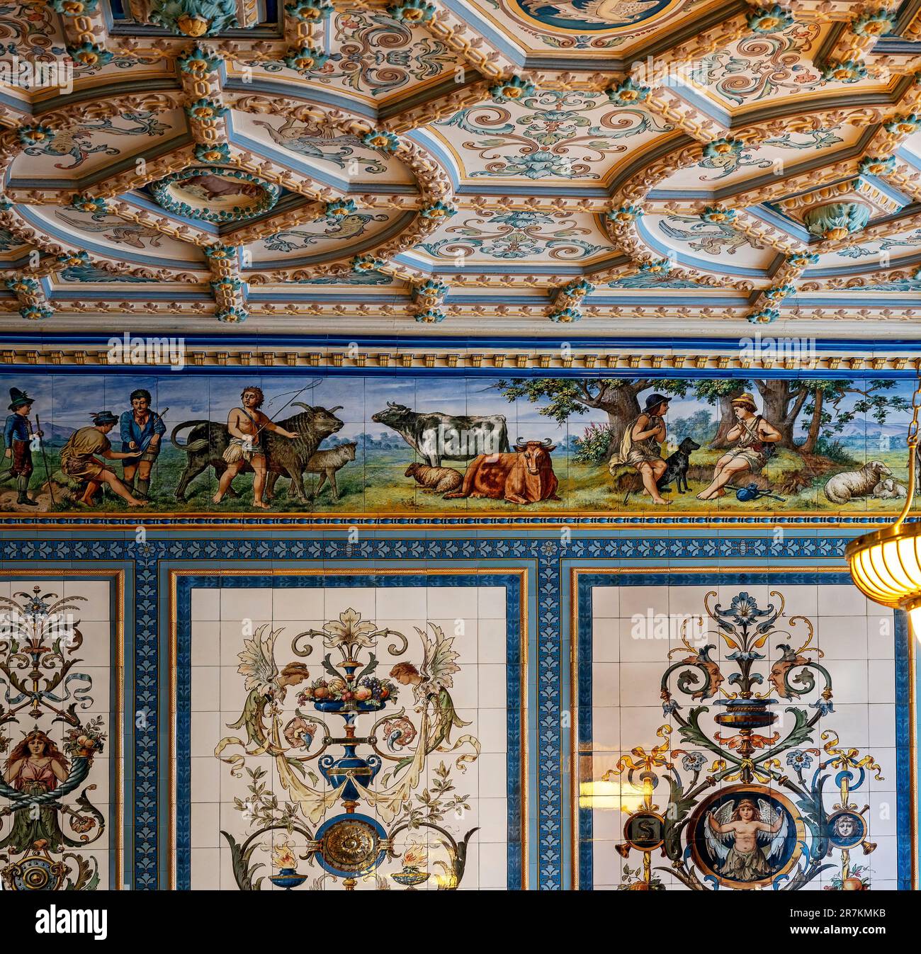 decoration by  handpainted tiles in Pfunds Dairy in Dresden, Germany Stock Photo
