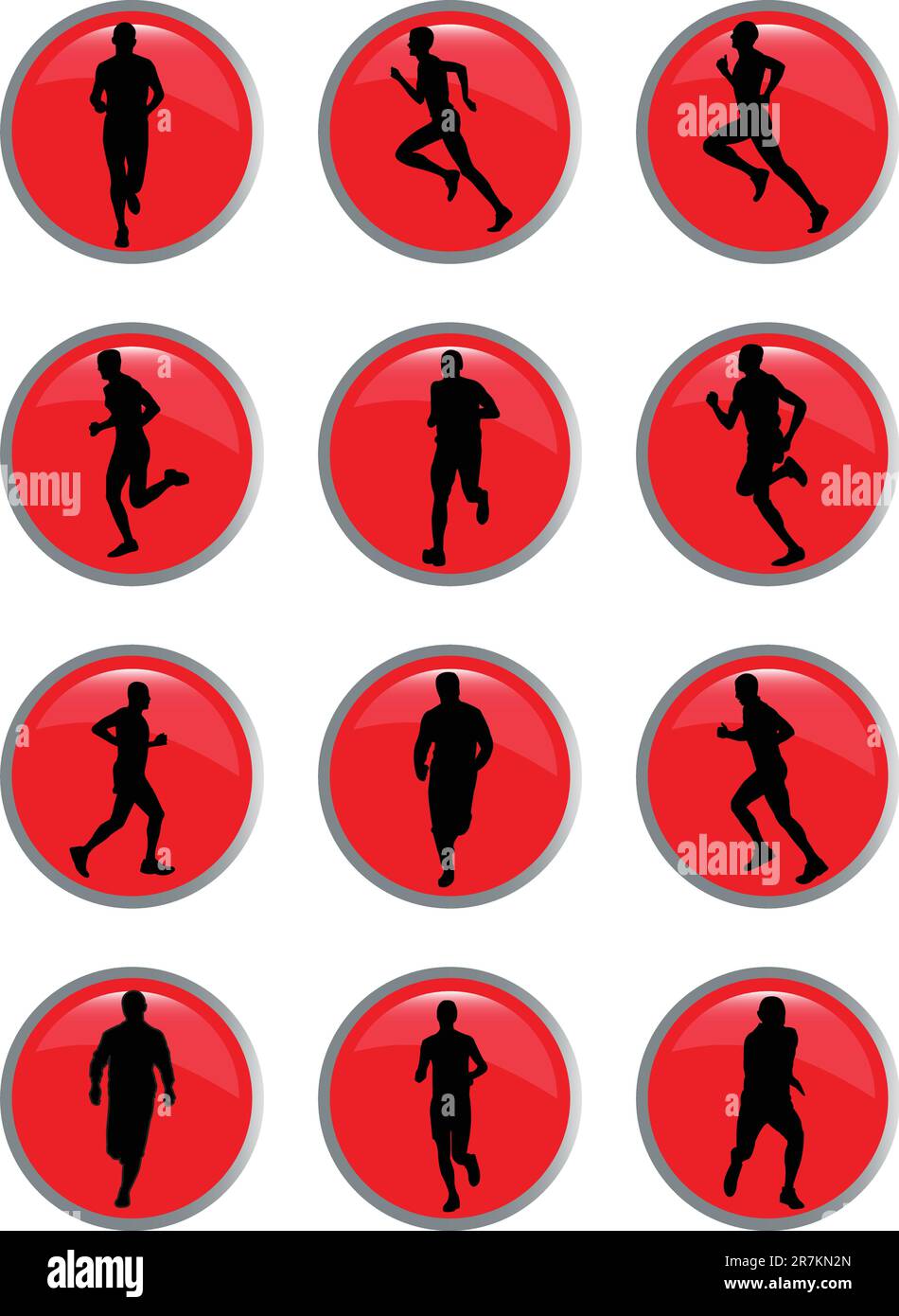 illustration of Running people in button - vector Stock Vector Image ...