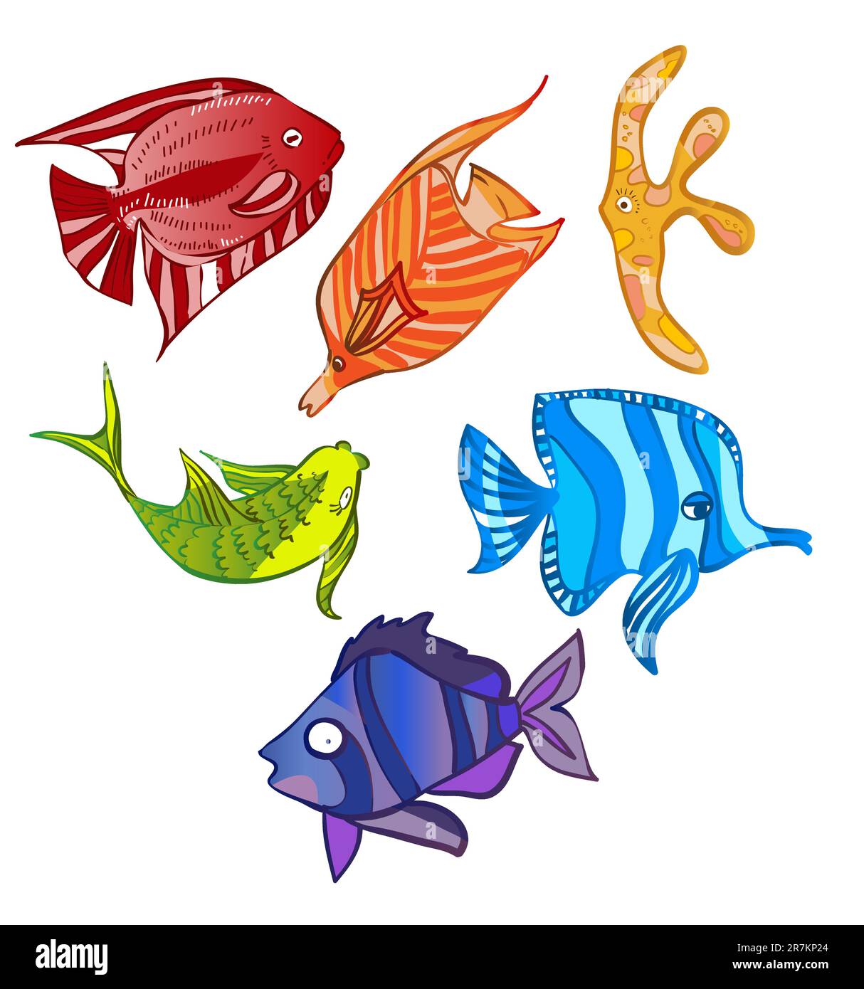 Rainbow emotional fish. Vector illustration Stock Vector