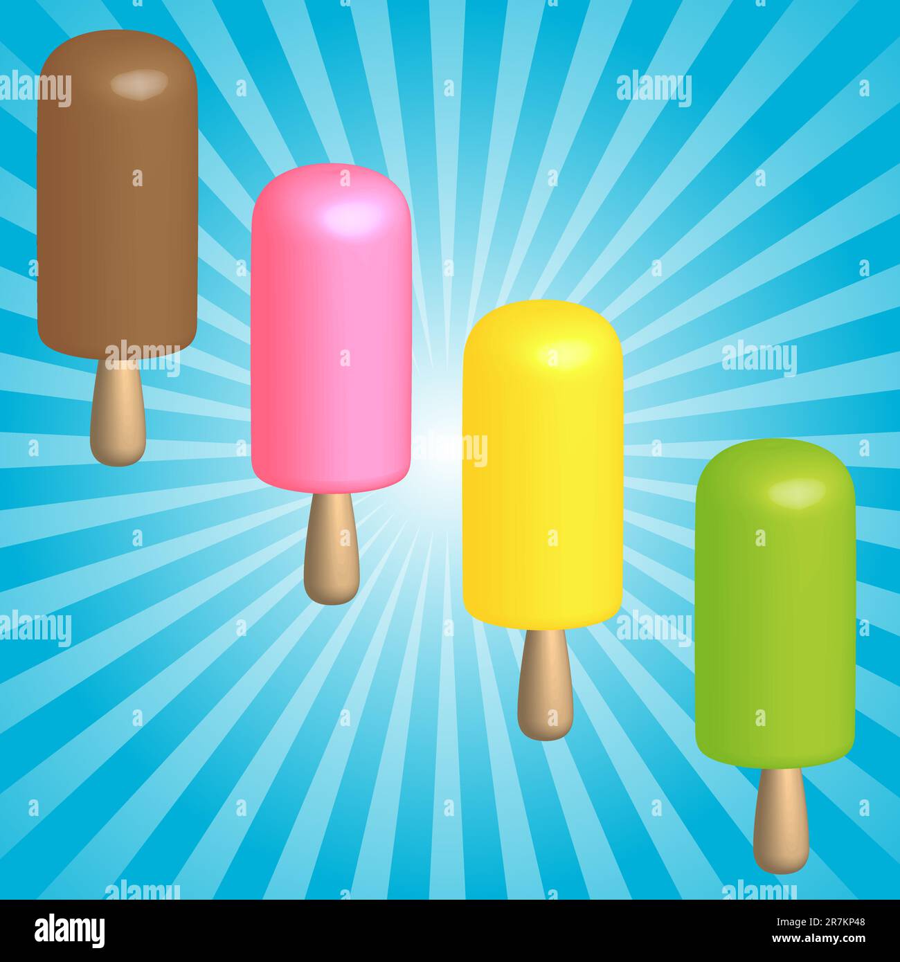 Summer Background - Blue Rays and Ice Cream Bars Stock Vector Image ...