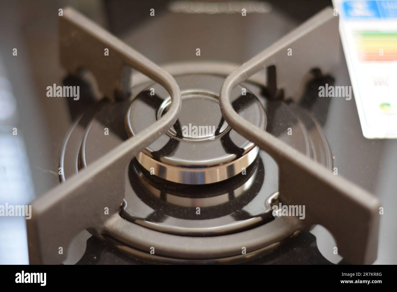 Stove burner. Modern gas stove burner, great design for any purposes. top view, close up image, Brazil, South America. Zoom photo, selective focus Stock Photo