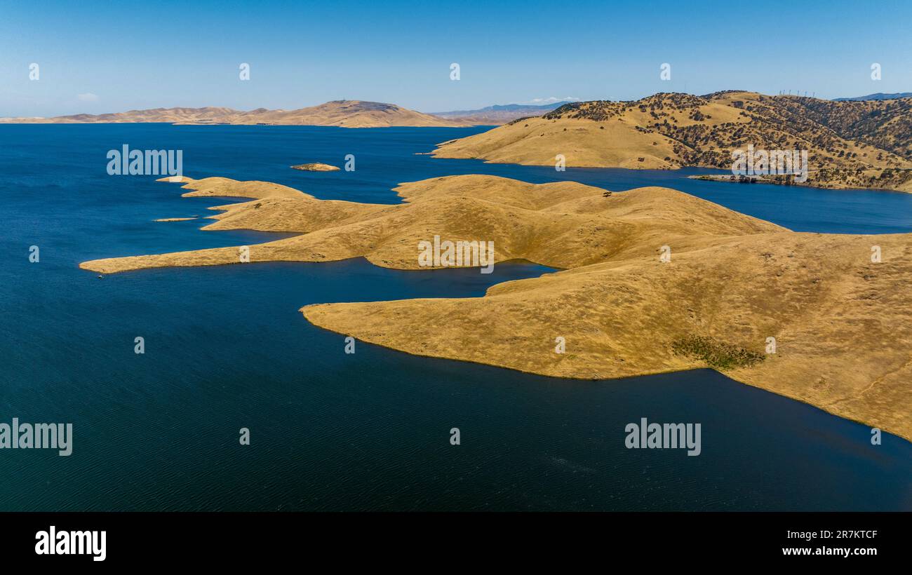San Luis Reservoir, over 180% average for the month of July Stock Photo