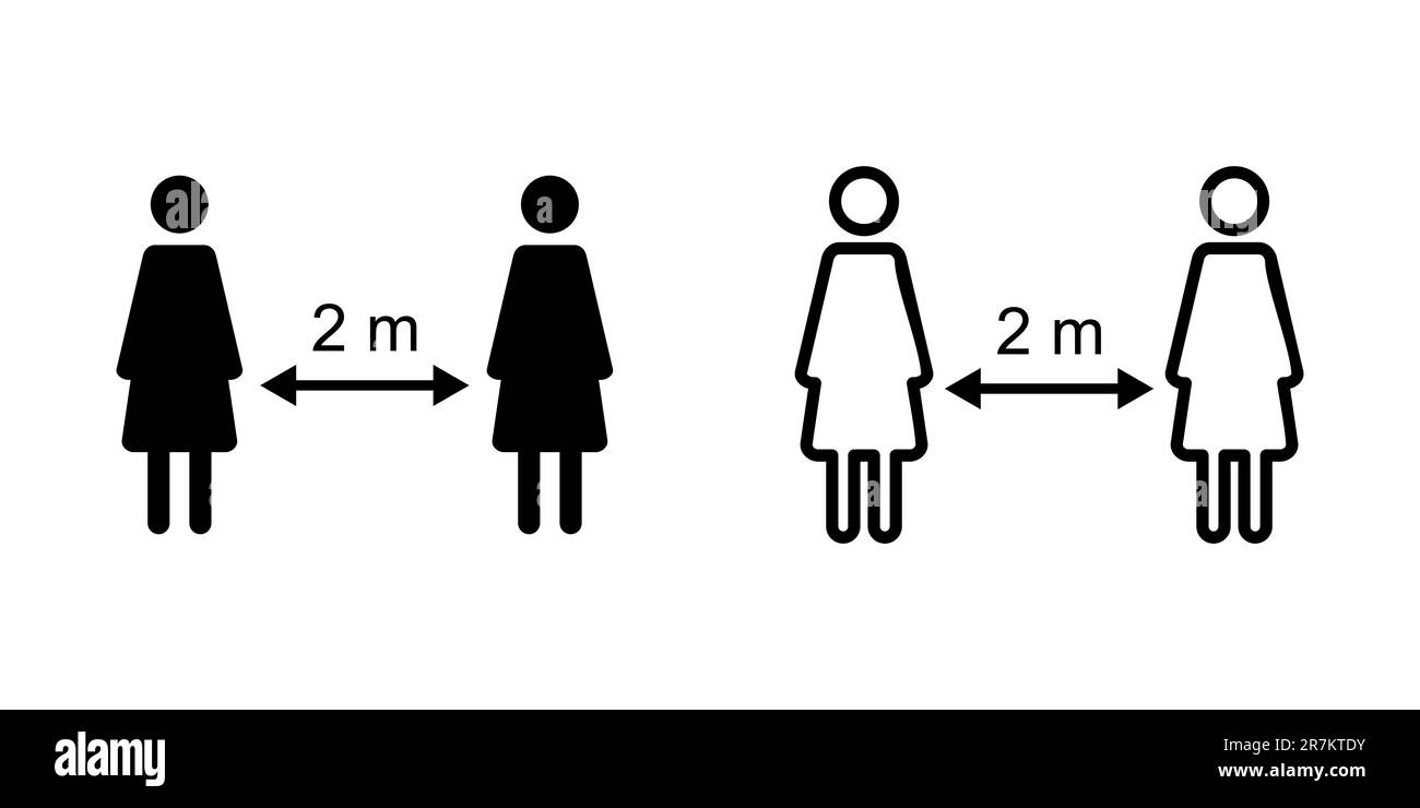Social distancing icon set. social distance icon. self quarantine sign ...