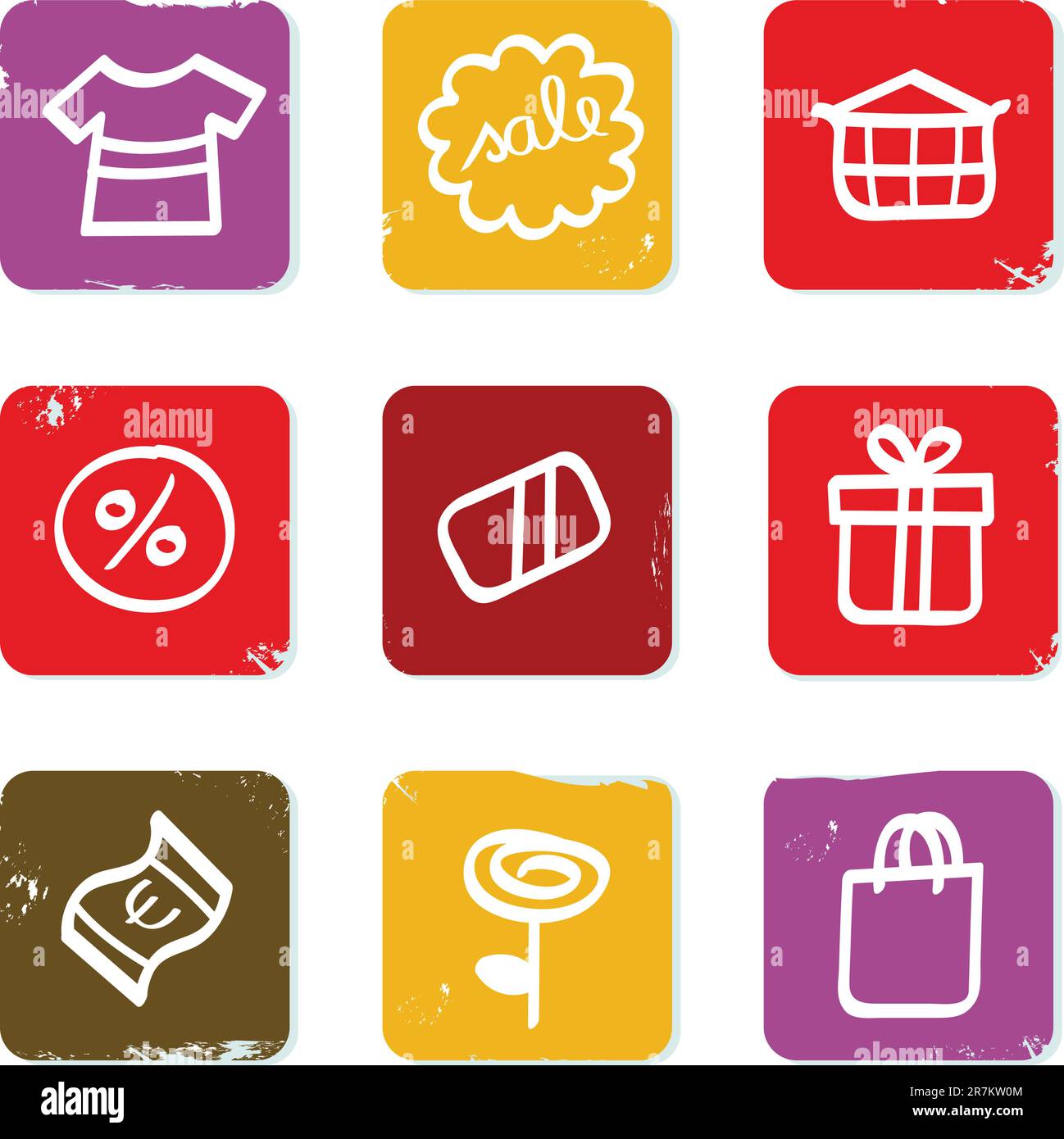 Sale and commercials hand drawn retro icon set blocks, Vector Stock ...