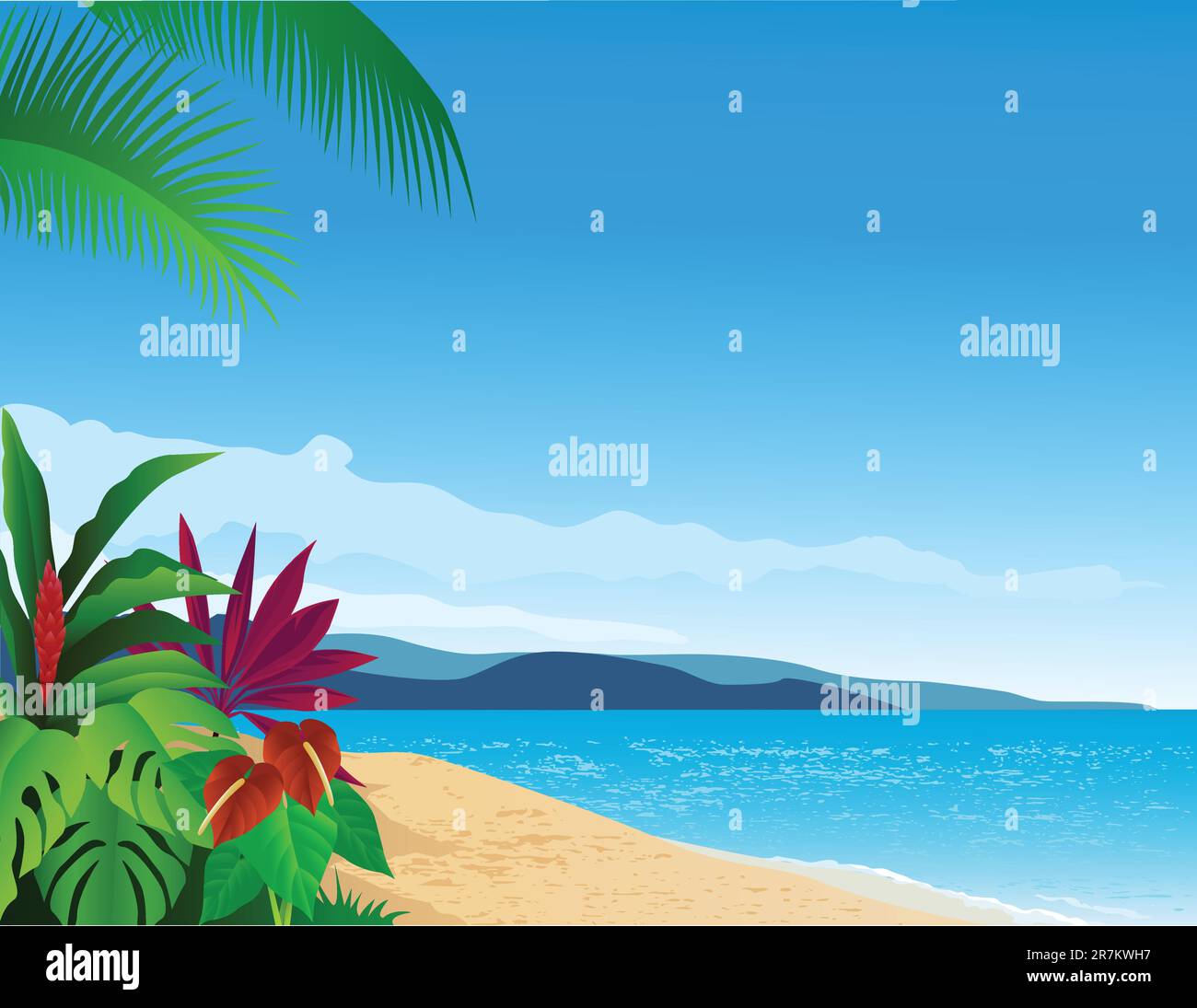 Vector illustration of tropical beach background Stock Vector Image ...
