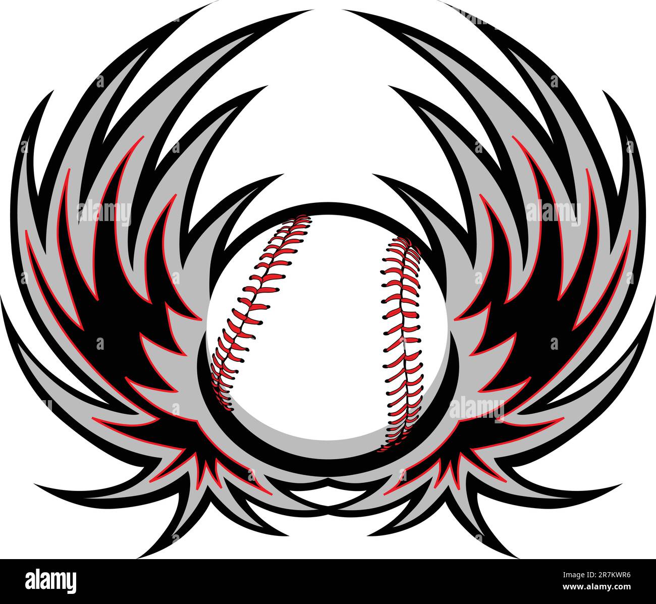 Graphic baseball image with wings Stock Vector