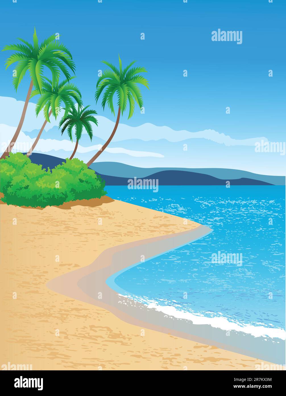 Vector illustration of tropical beach background Stock Vector Image ...