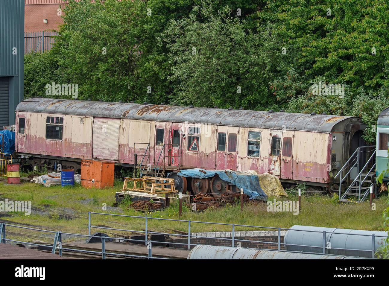 Disused railway coach in poor condition. Stock Photo