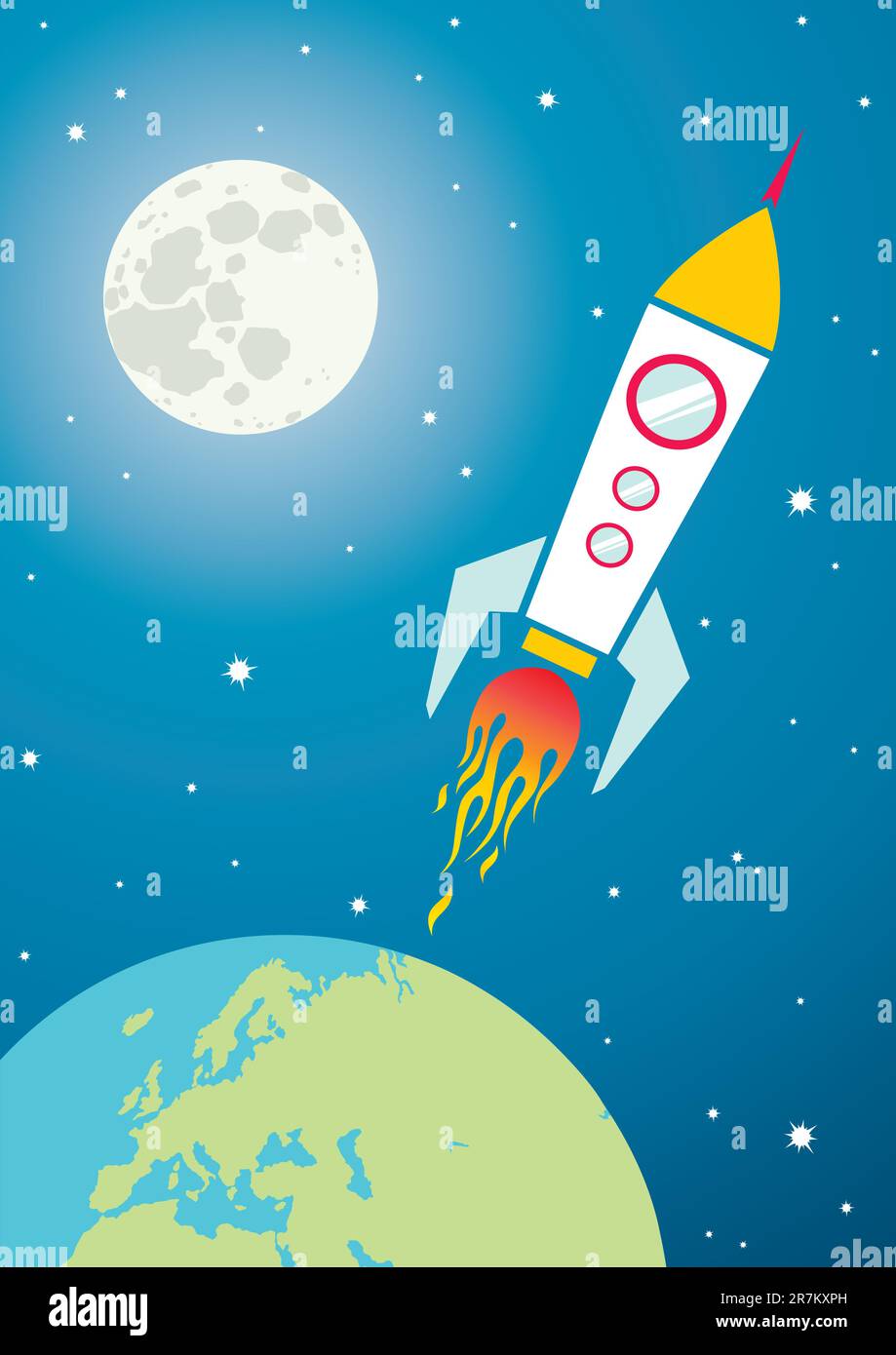 Illustration of a spacecraft in space Stock Vector