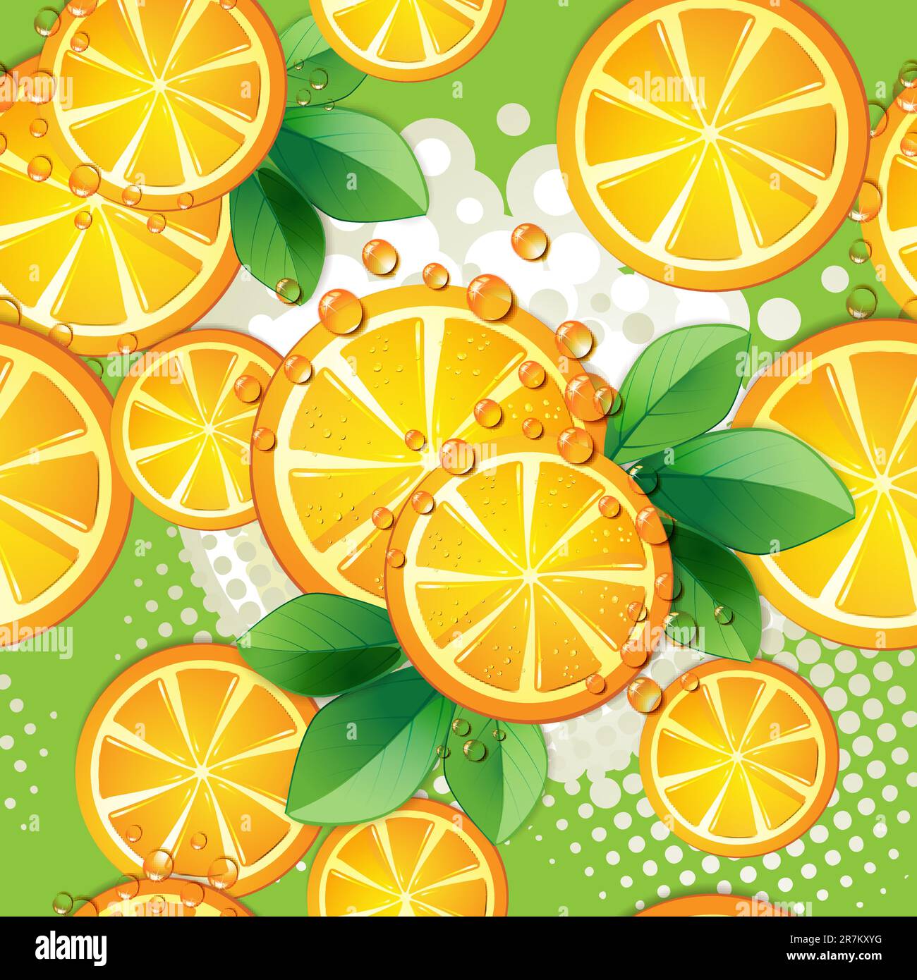Seamless pattern with slice orange over colored background Stock Vector