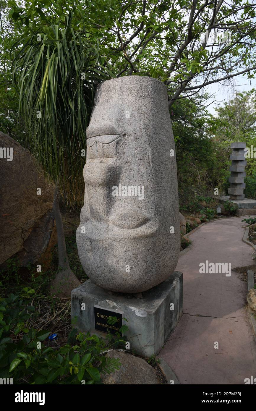 Green Blood. Stone sculpture by Amiyanimai Dhara. Shilparamam Sculpture