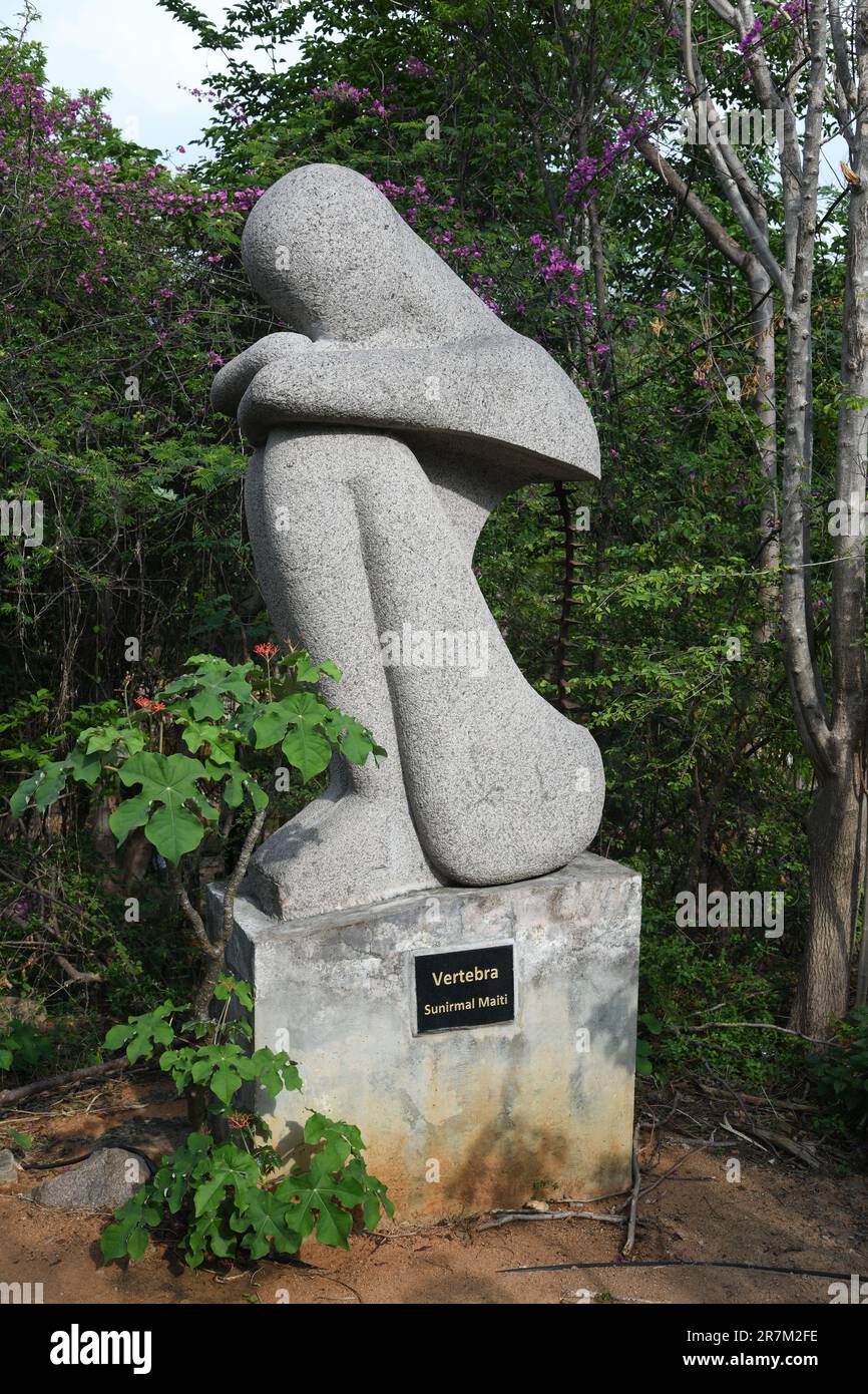 Vertebra. Stone sculpture by Sunirmal Maiti. Shilparamam Sculpture Park