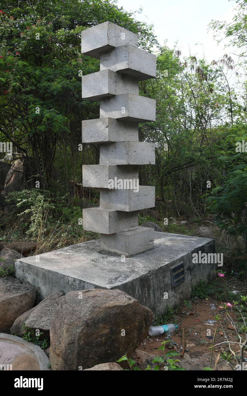 Deconstruction. Stone sculpture by Debanan Sasmal. Shilparamam