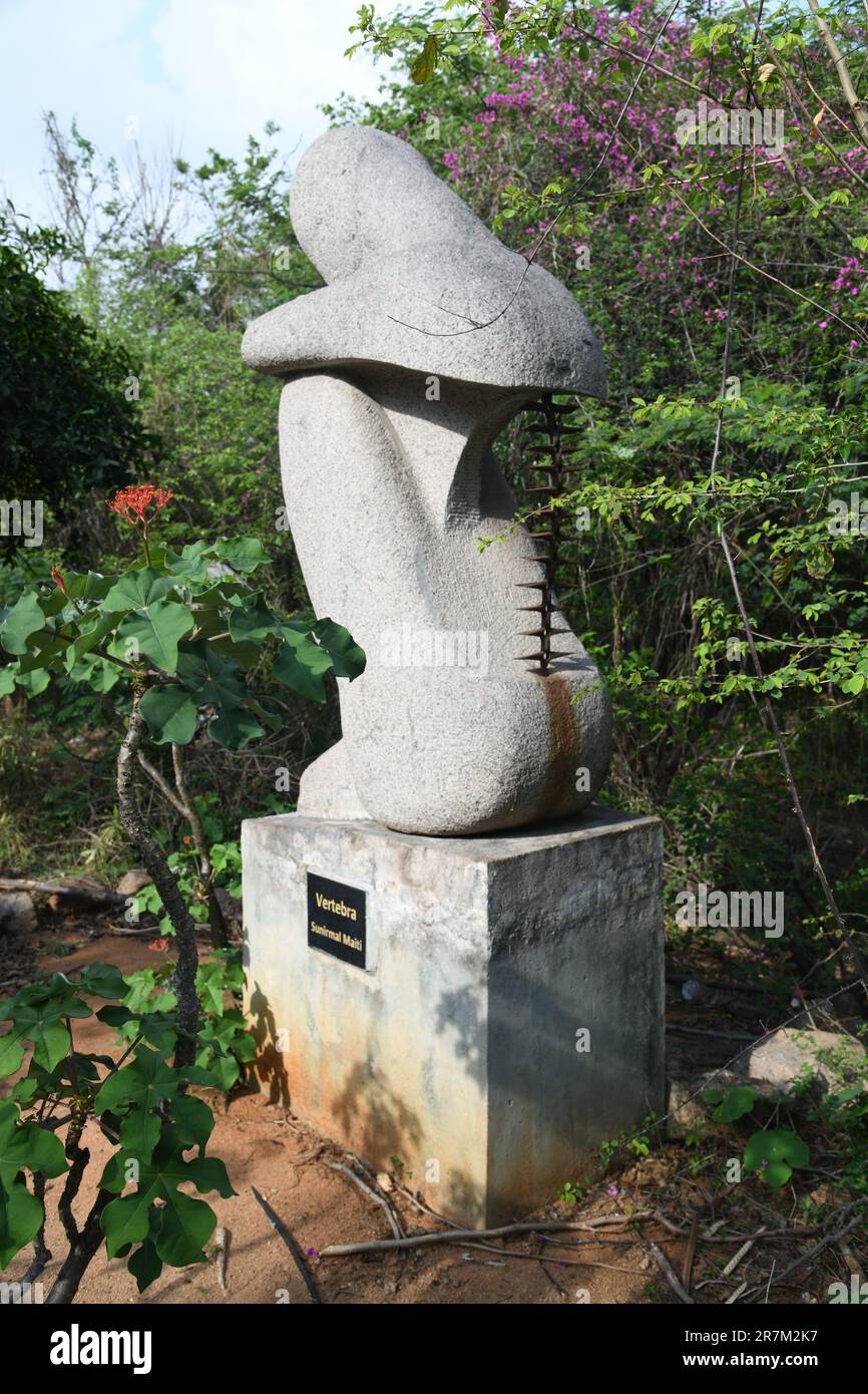 Vertebra. Stone sculpture by Sunirmal Maiti. Shilparamam Sculpture Park
