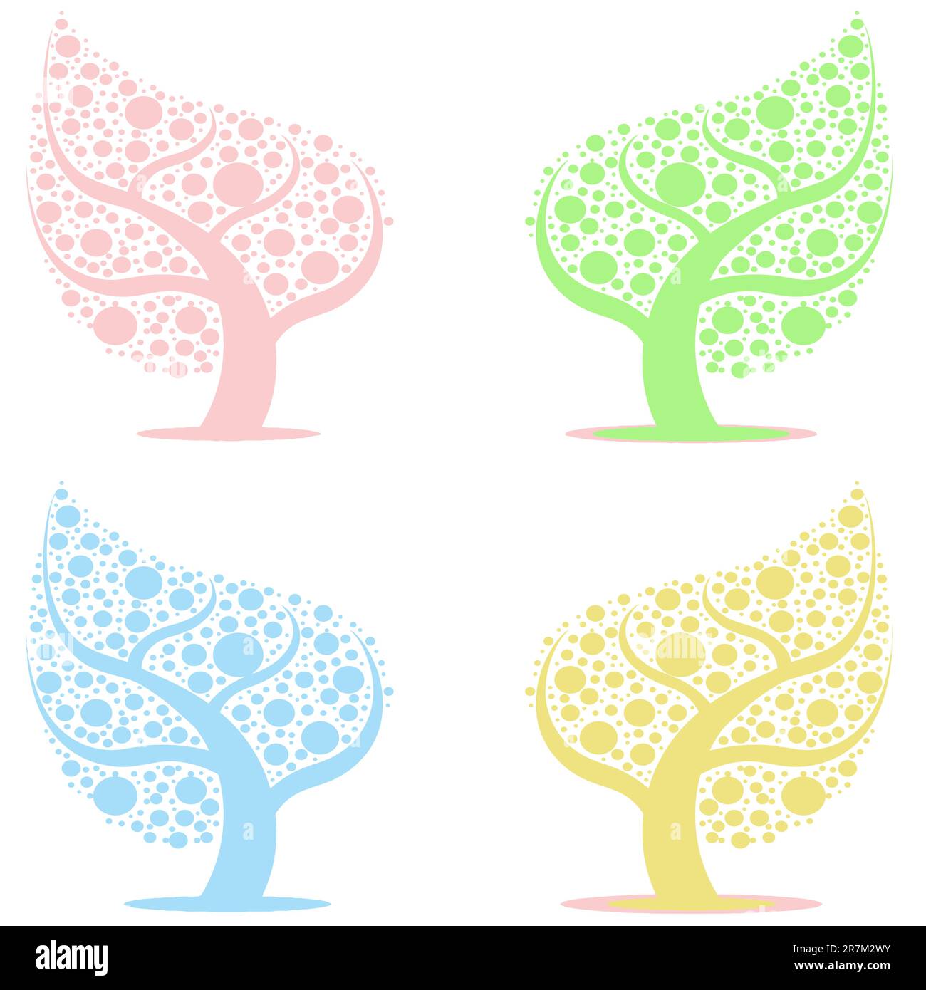 Beautiful art trees collection on white background Stock Vector Image ...
