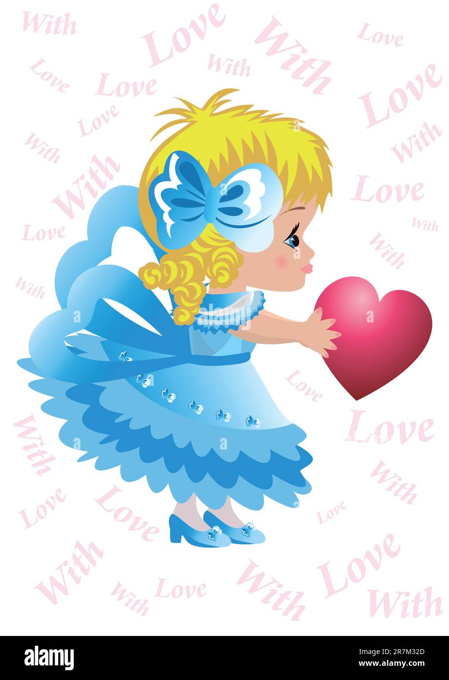 Illustration of a little girl with heart Stock Vector Image & Art - Alamy