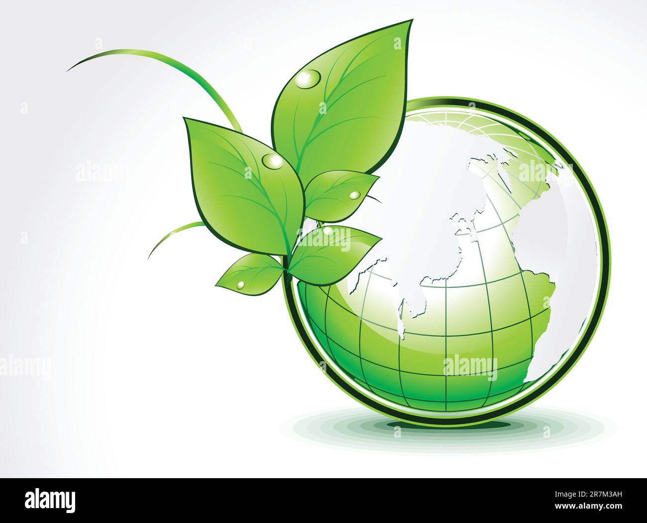 abstract green globe with leaf vector illustration Stock Vector Image ...