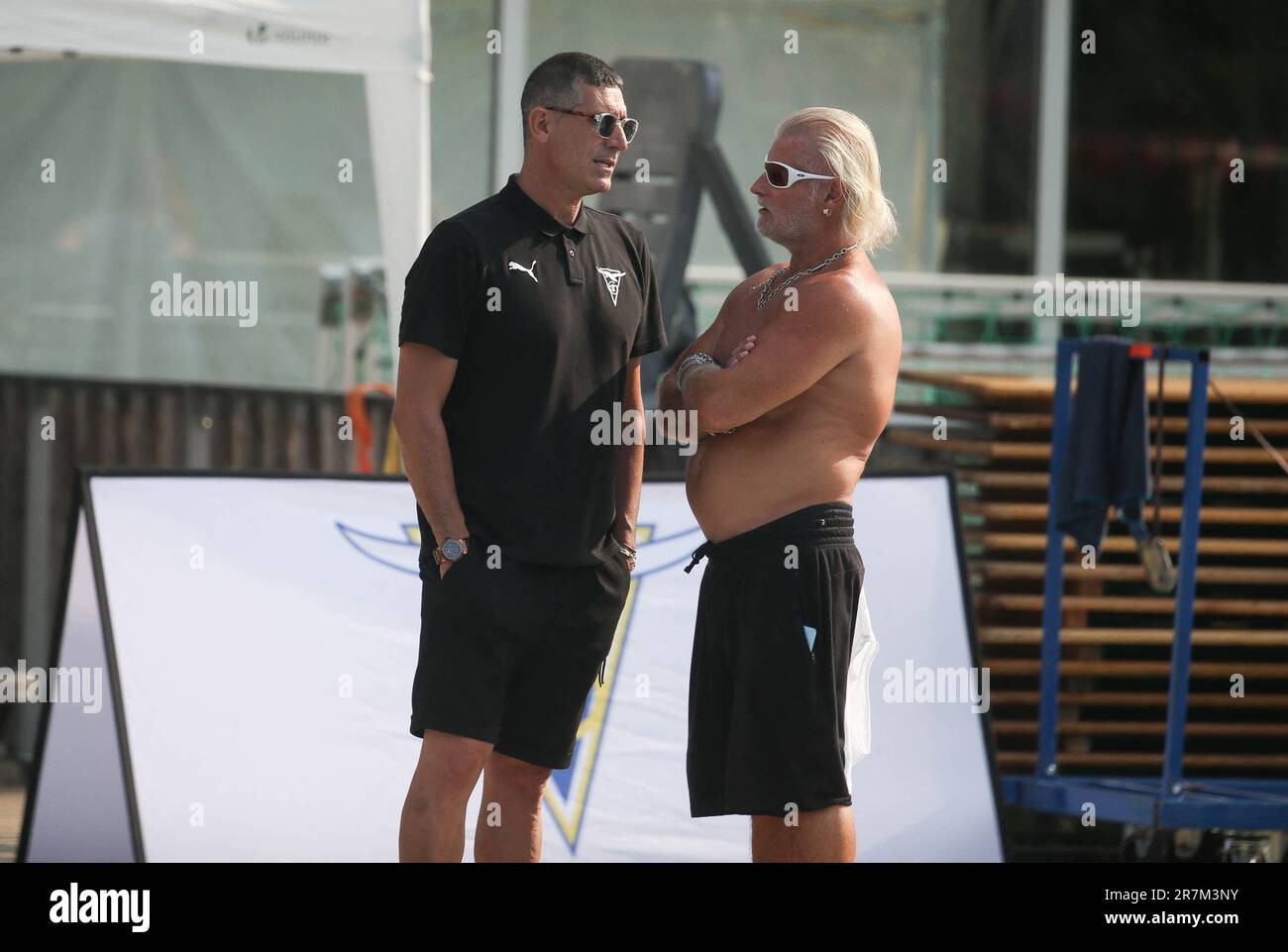Rennes, France. 16th June, 2023. Franck Esposito and Philippe Lucas during the French Elite Swimming Championships on June 16 2023 in Rennes, France. Photo by Laurent Lairys/ABACAPRESS.COM Credit: Abaca Press/Alamy Live News Stock Photo
