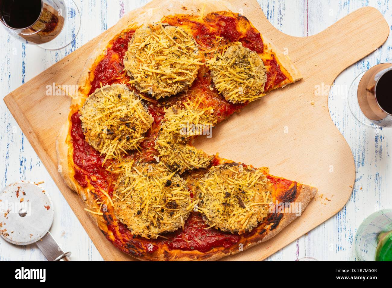 Home made vegan breaded eggplant pizza Stock Photo Alamy