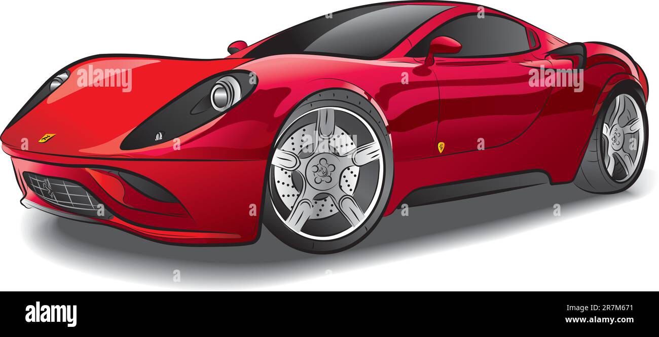 Drawing of the red expensive car, vector illustration Stock Vector ...