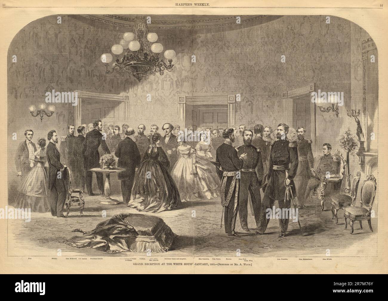 Grand Reception at the White House, January, 1862 1862 Stock Photo