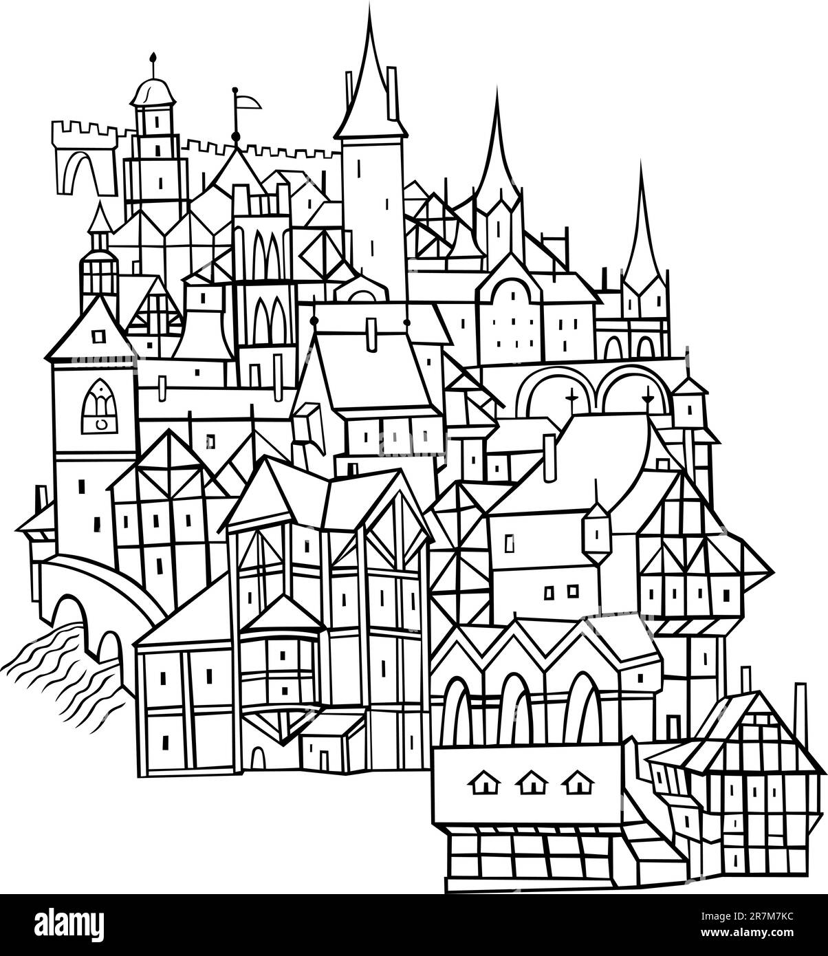 Town by day on white stock vector image art alamy