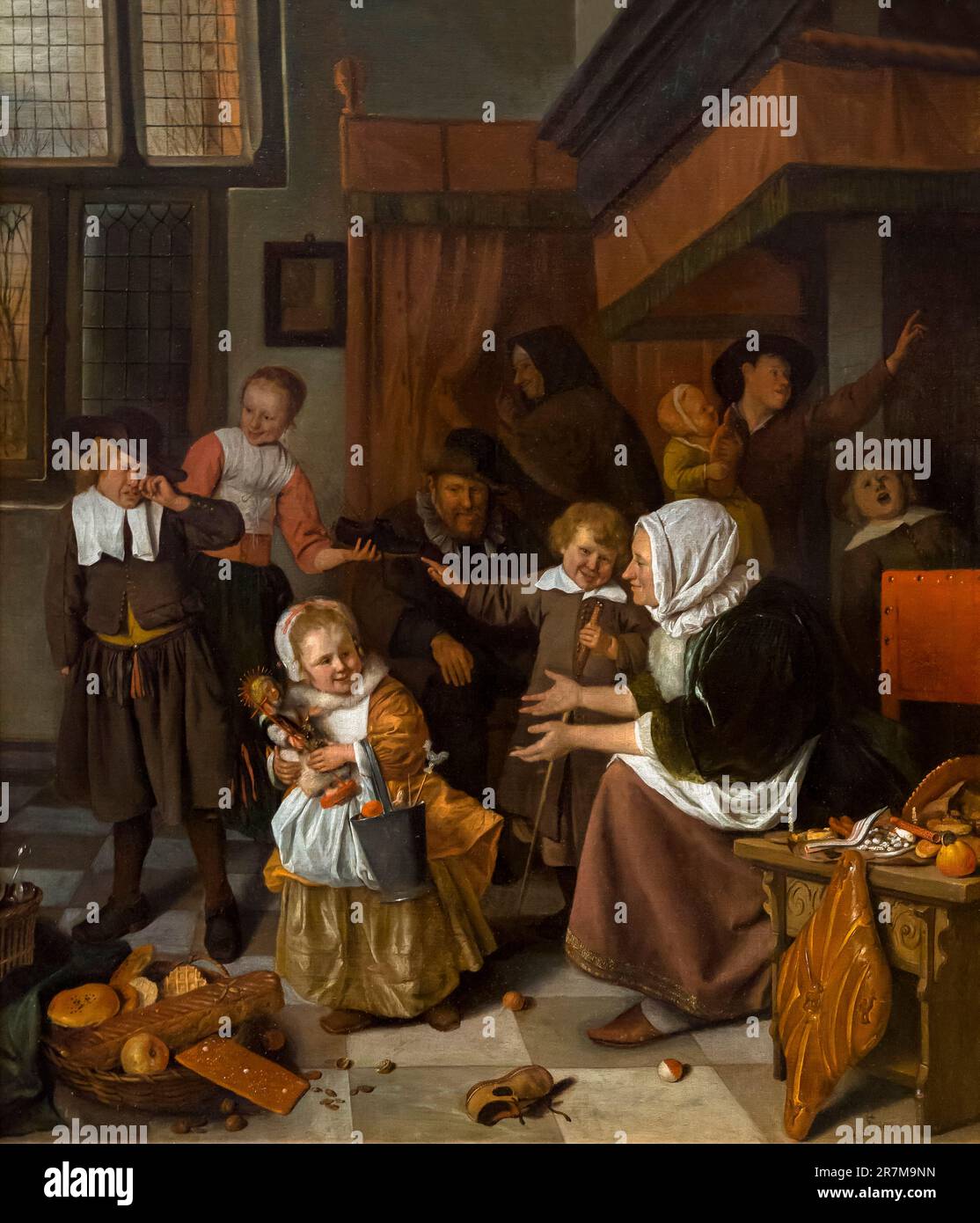 The Feast of St Nicholas, Jan Steen, 1665-68, Rijksmuseum, Amsterdam, Netherlands, Europe, Stock Photo