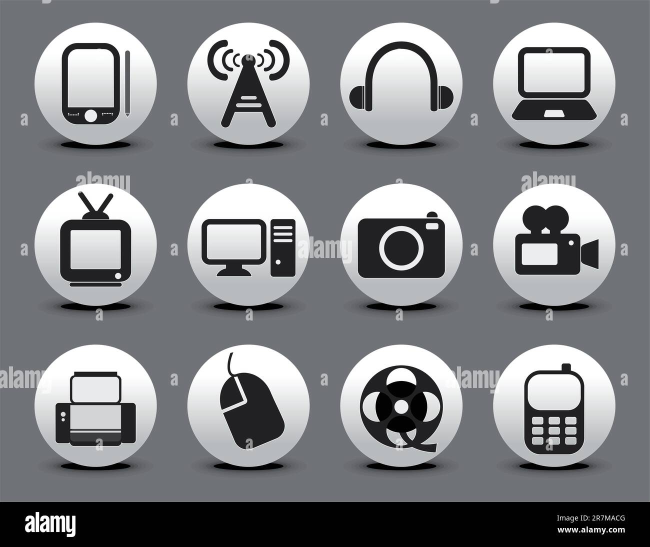 abstract electronic web icon set vector illustration Stock Vector