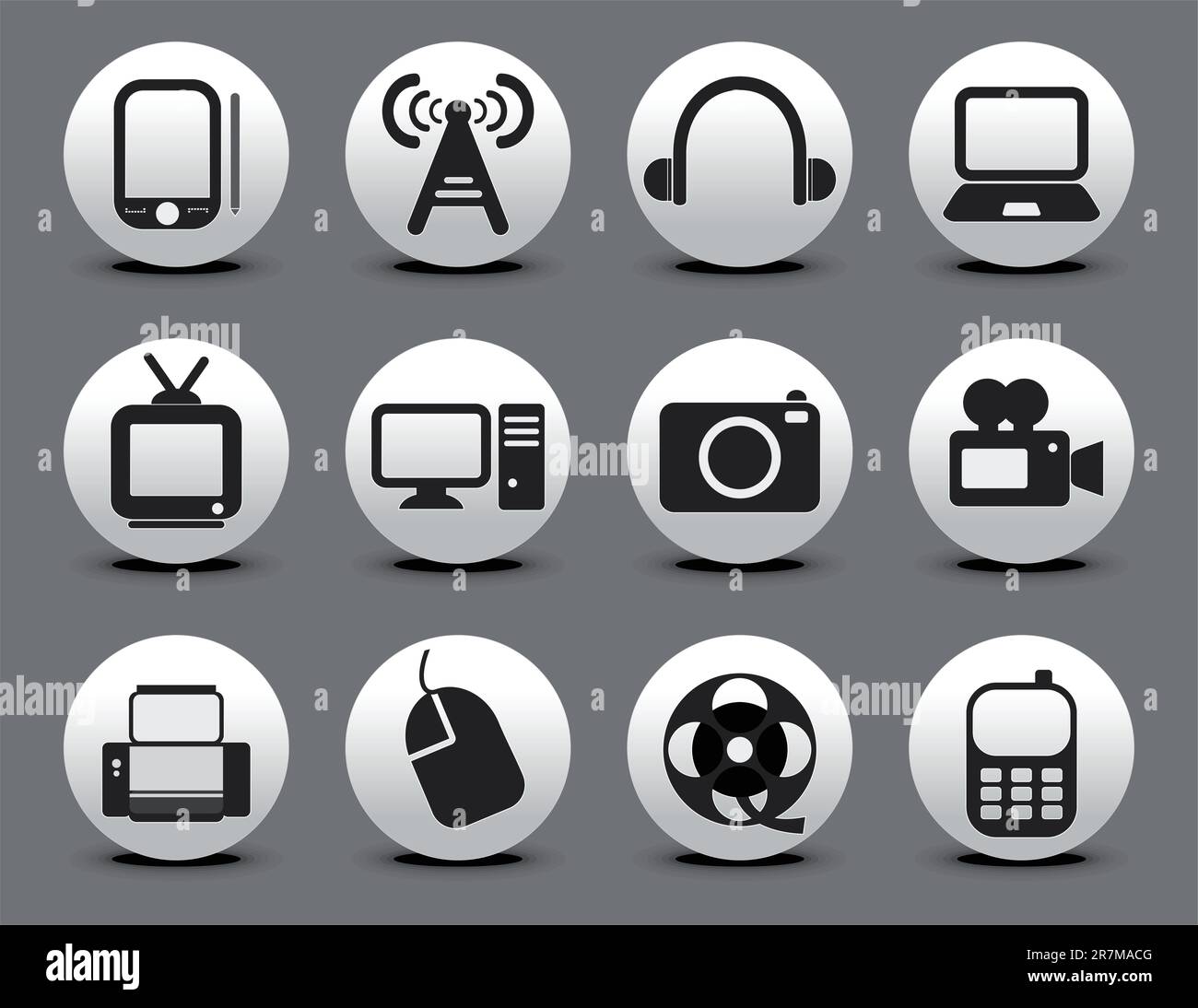 abstract electronic web icon set vector illustration Stock Vector Image ...