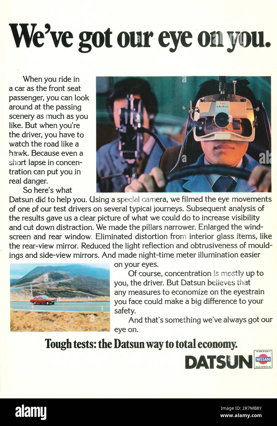 Datsun eye movements technology advert in a magazine 1978 Stock Photo