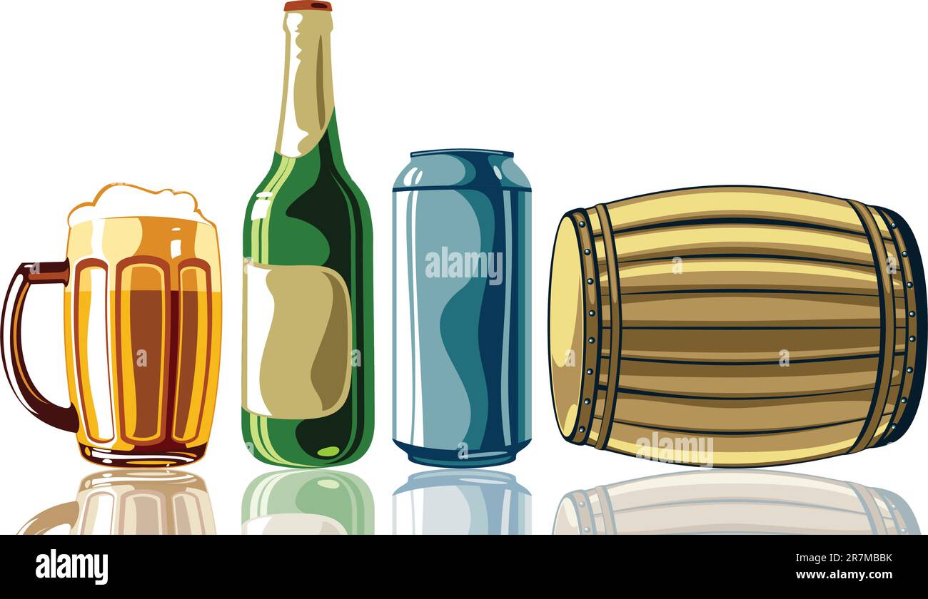 beer set,  this illustration may be useful as designer work Stock Vector