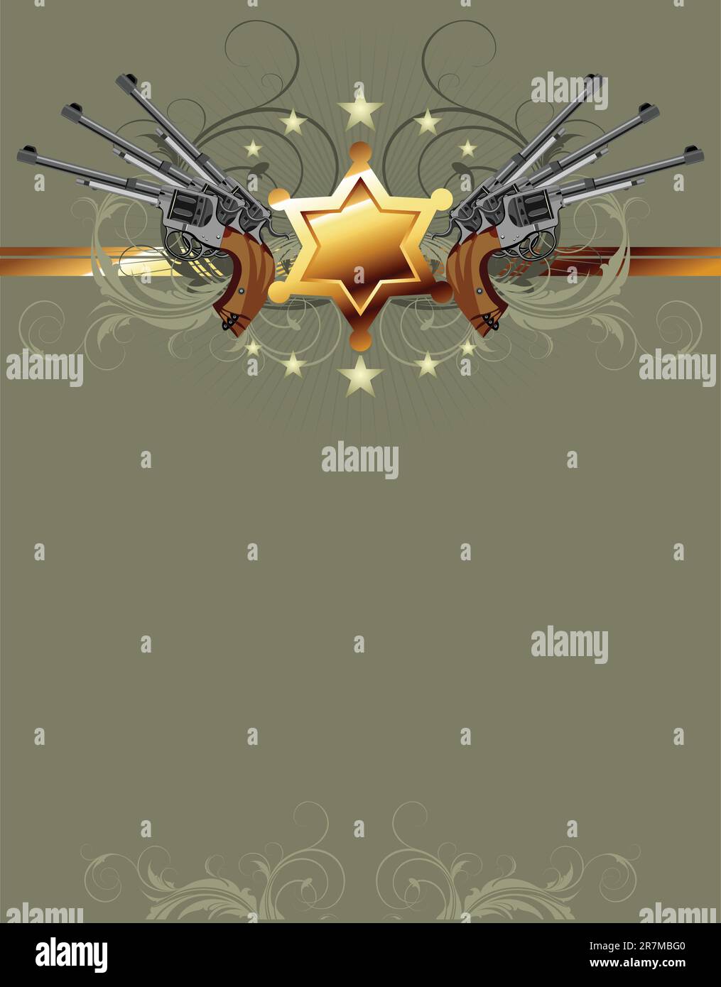Gun Star Frame sheriff star with guns, this illustration may be useful as designer ...