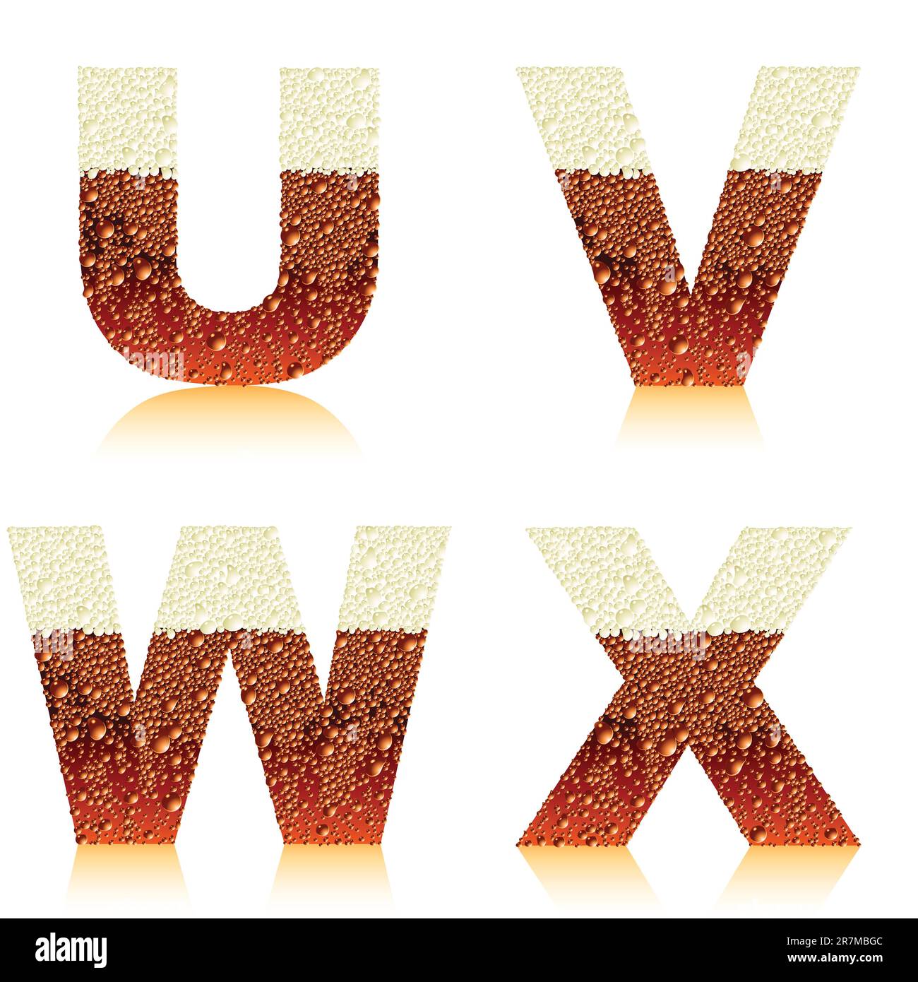 alphabet dark beer UVWX, this illustration may be useful as designer work Stock Vector