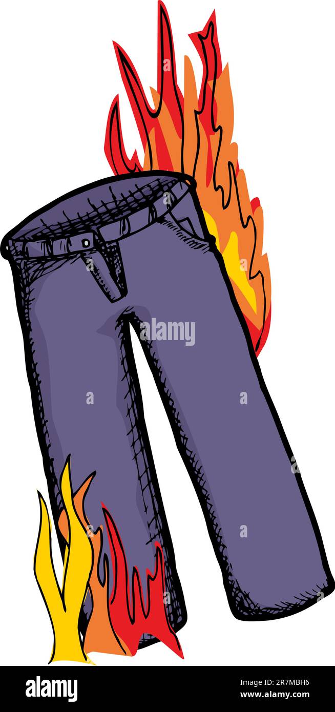 Long pair of pants with flames on them Stock Vector