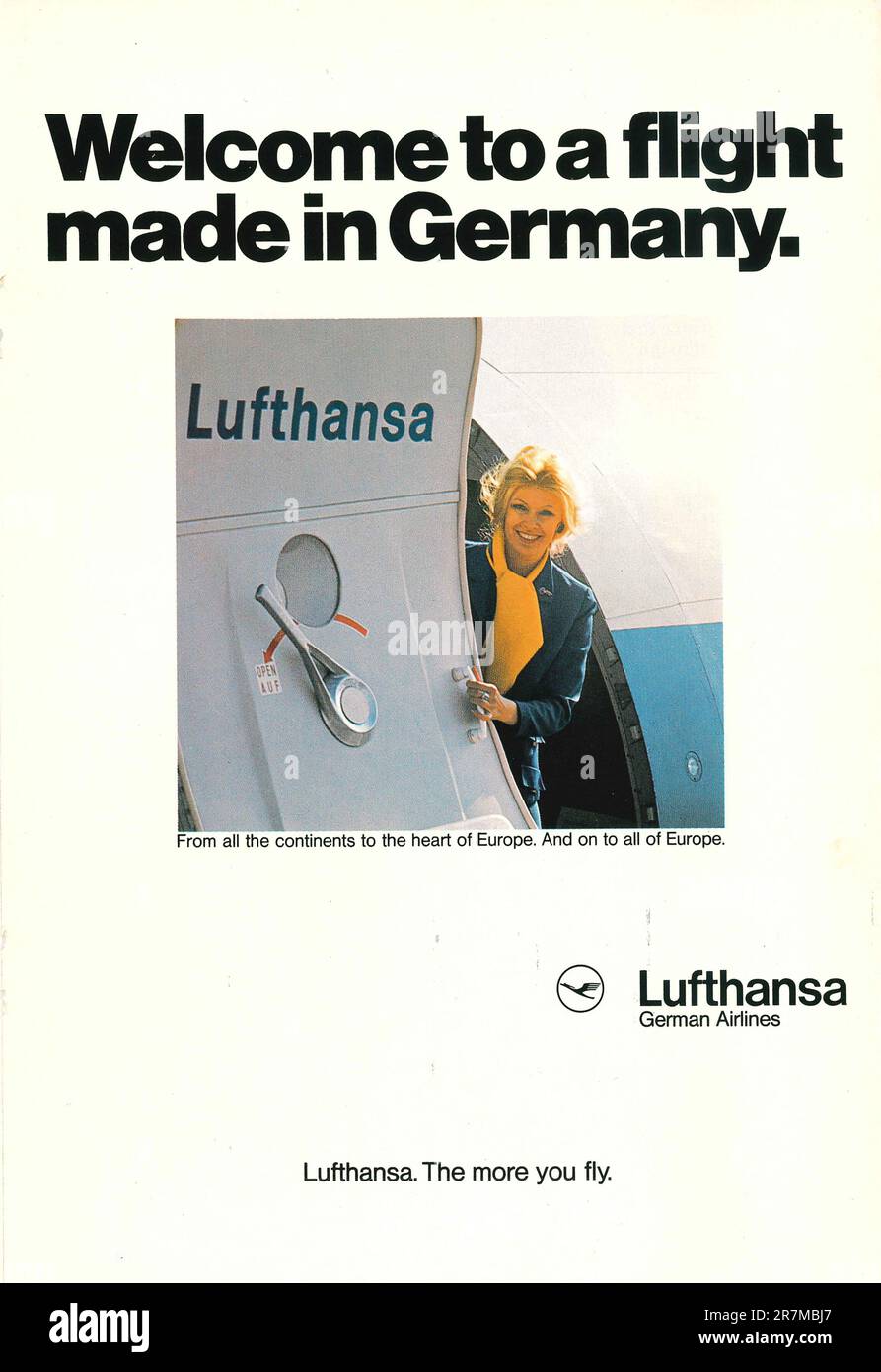 Lufthansa advert in a Natgeo magazine 1976 Stock Photo