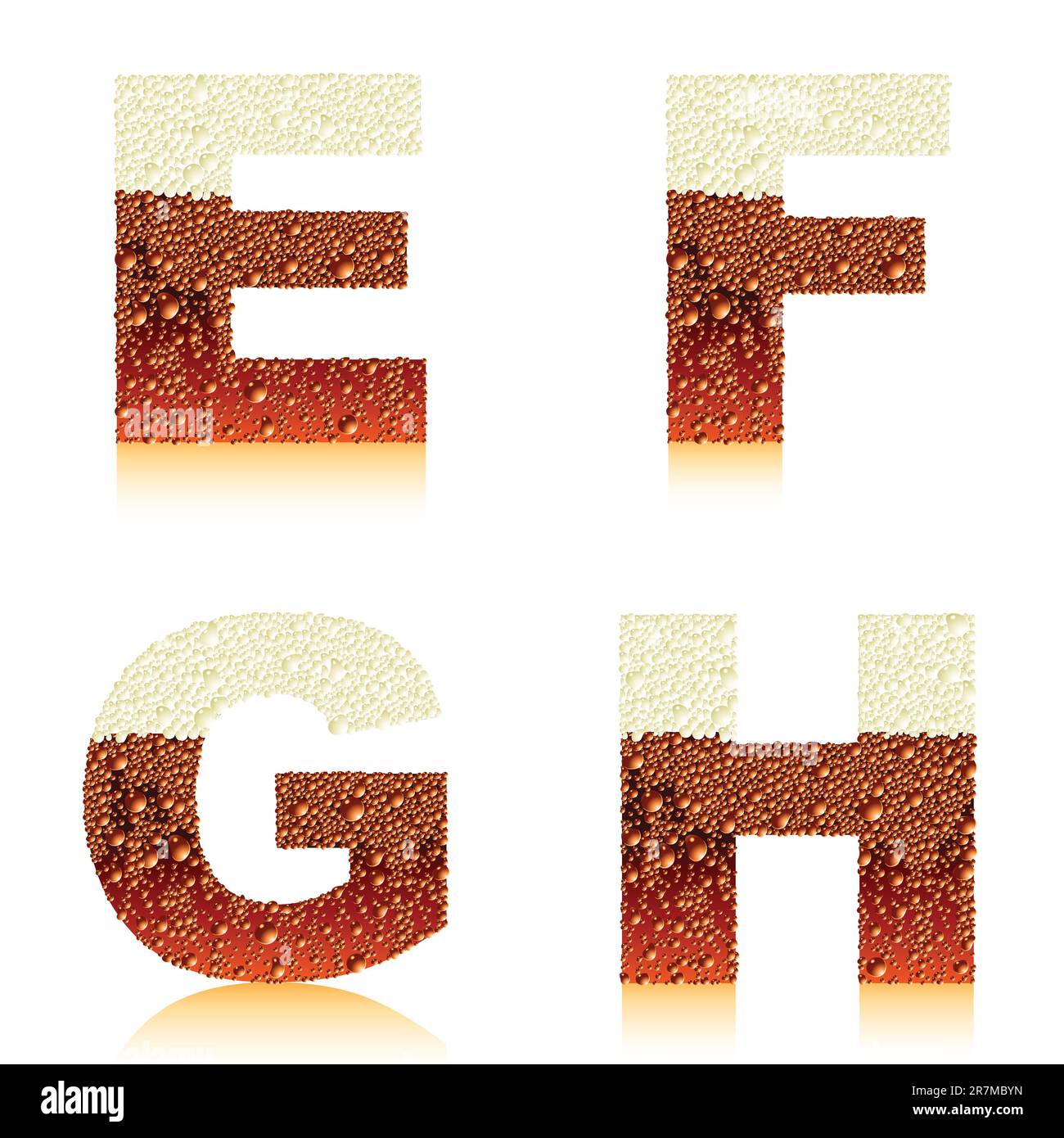 alphabet dark beer EFGH, this illustration may be useful as designer work Stock Vector