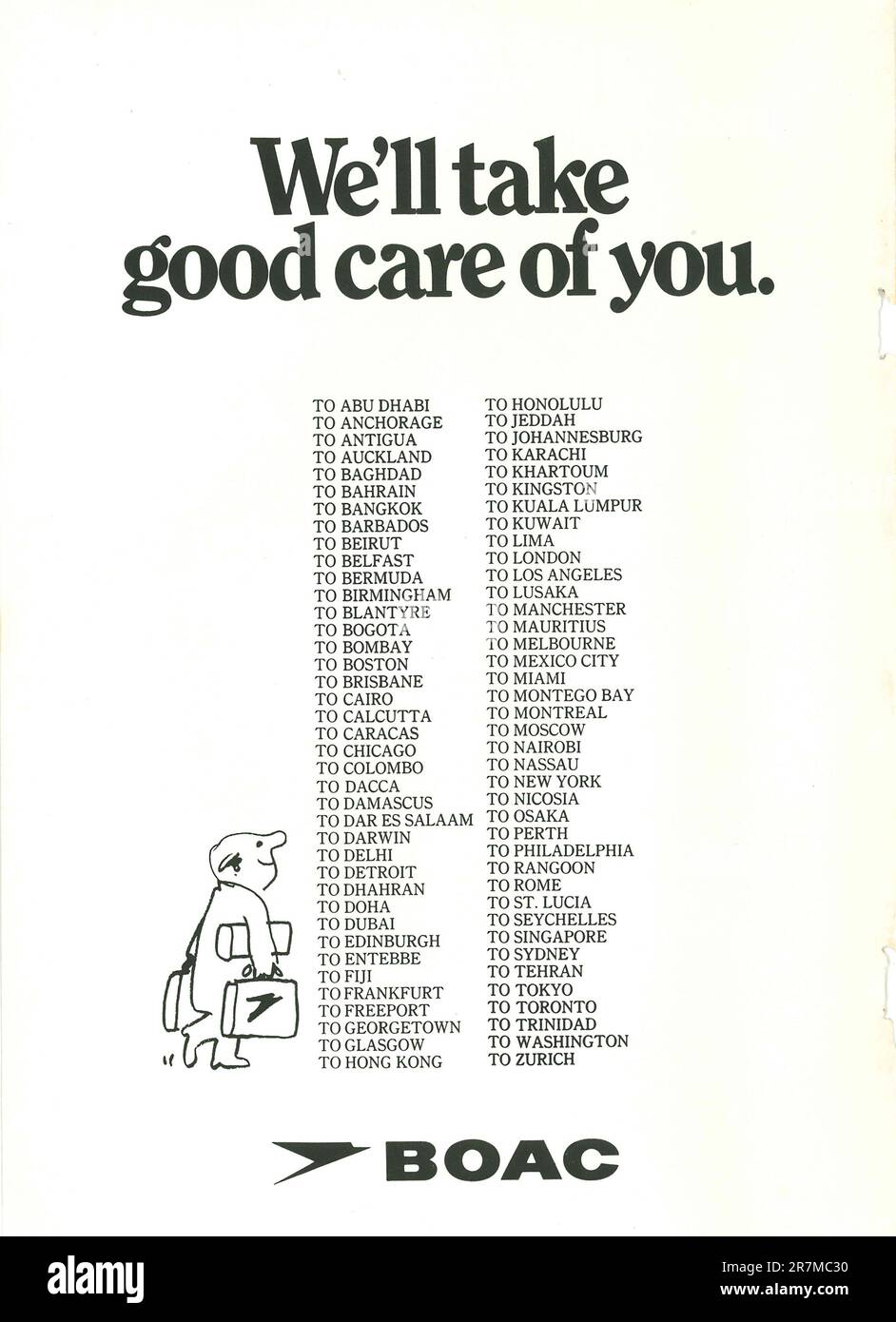British overseas airways corporation advert in a magazine 1972 Stock Photo