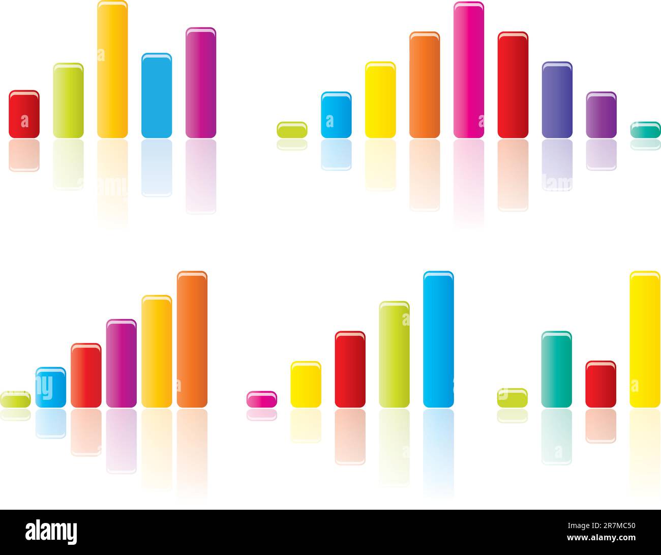 Colourful graph concepts in editable vector format. Stock Vector